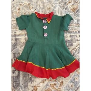 Girls Elf Christmas Holiday Costume Includes Hat, Belt, Socks & Elf Slippers New